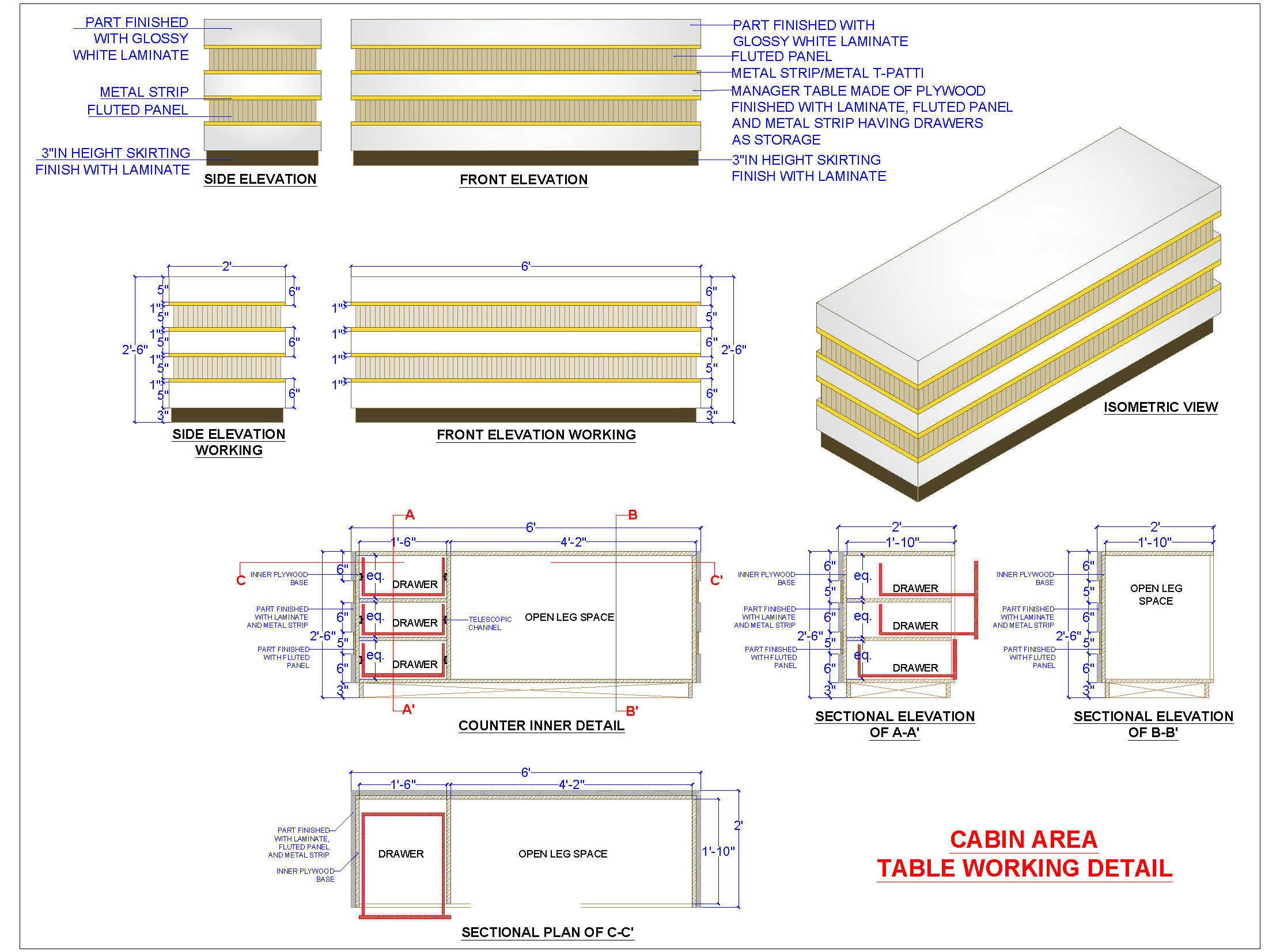 Reception Desk CAD Design Detailed DWG File